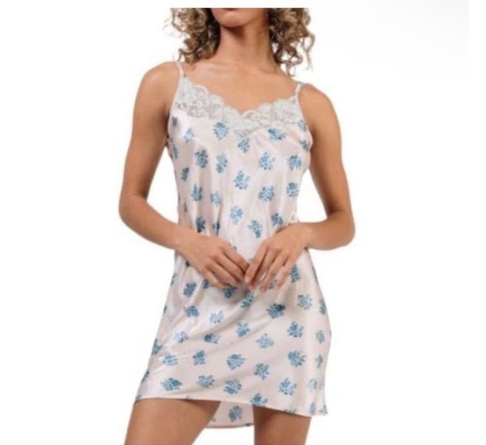 We are HAH Let It Slip Dress Ditsy Floral French Blue Intimates Size Small NWT